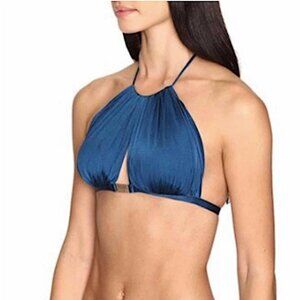 Blue Halter High-Neck Bikini Top - Women's Swim